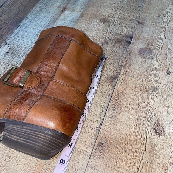 MOMA Brown Distressed Leather Biker Buckle Ankle Boots Sz-37 / 7 US - Picture 8 of 11